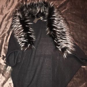 bebe fur collar cardigan